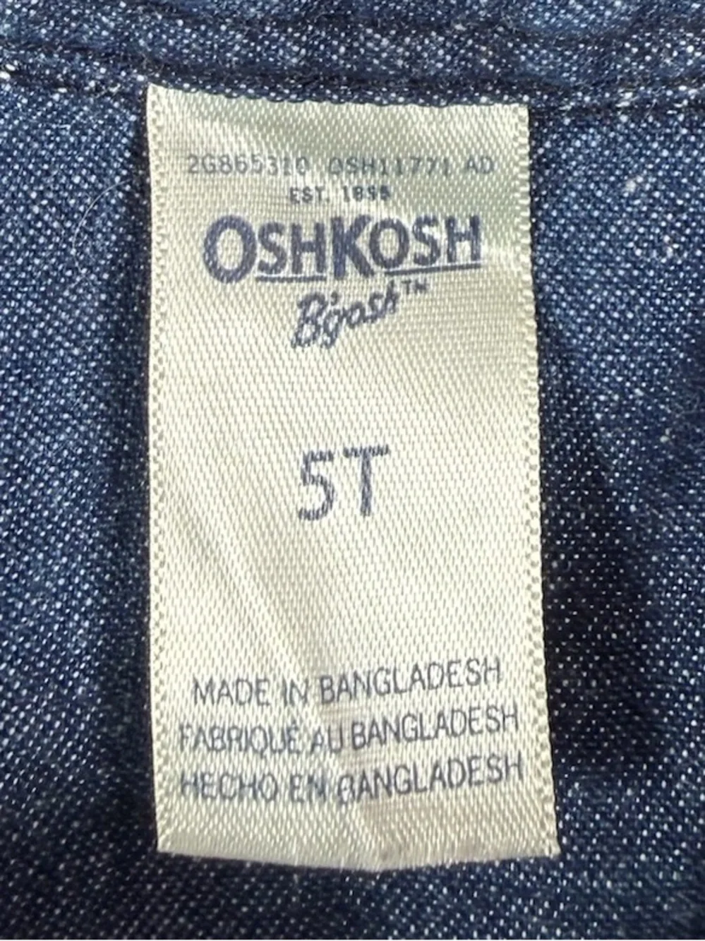 OSHKOSH B'GOSH Girls' Denim Shirt Chambray Tulle Dress Western Cowgirl Size 5T
